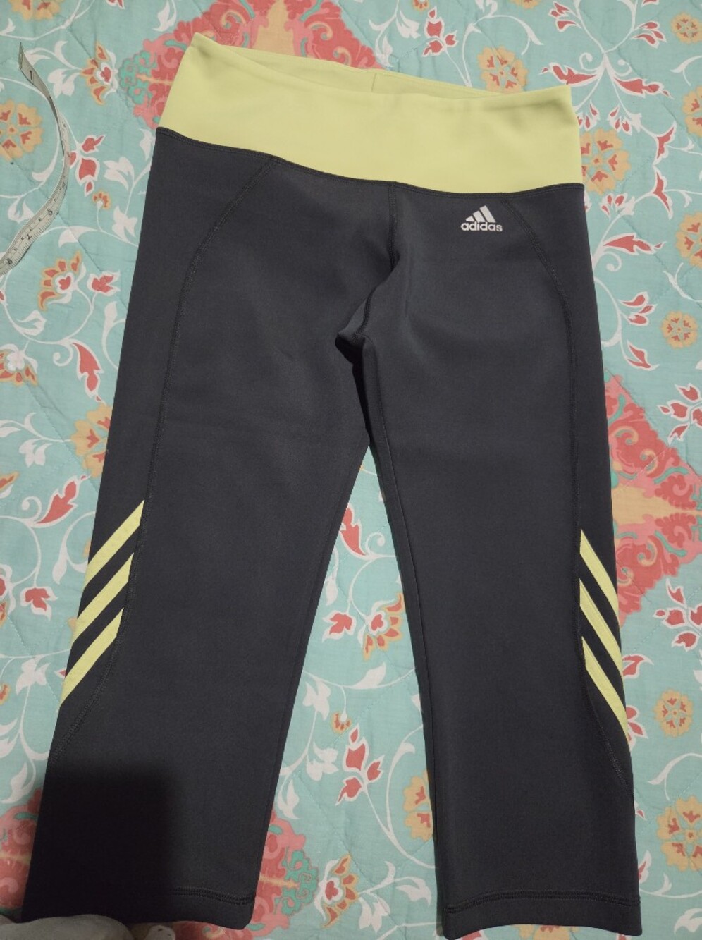 adidas Black Leggings with Yellow Accents